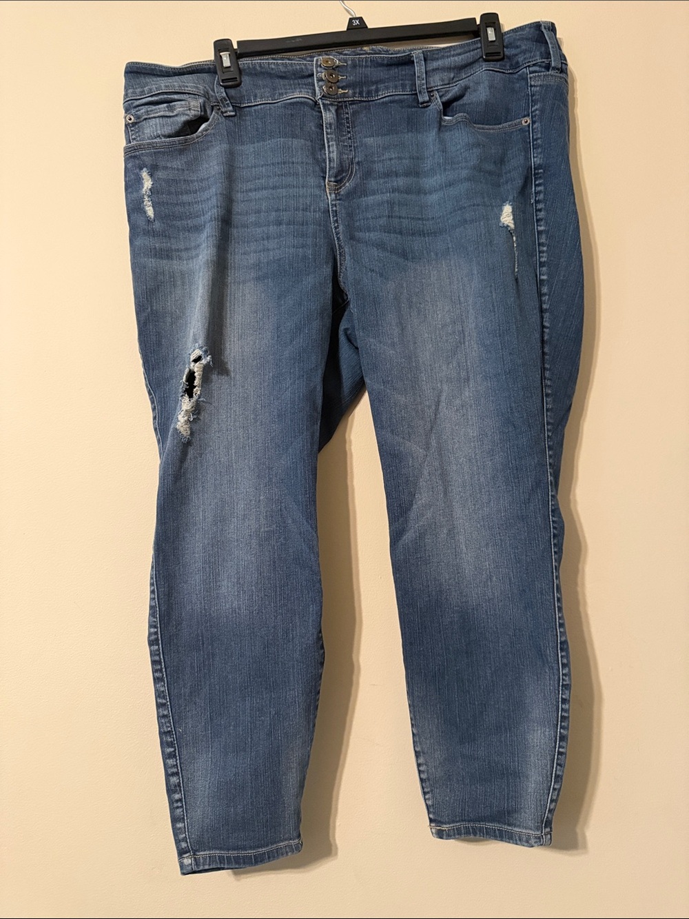 torrid Distressed Medium Blue Ankle Jeans